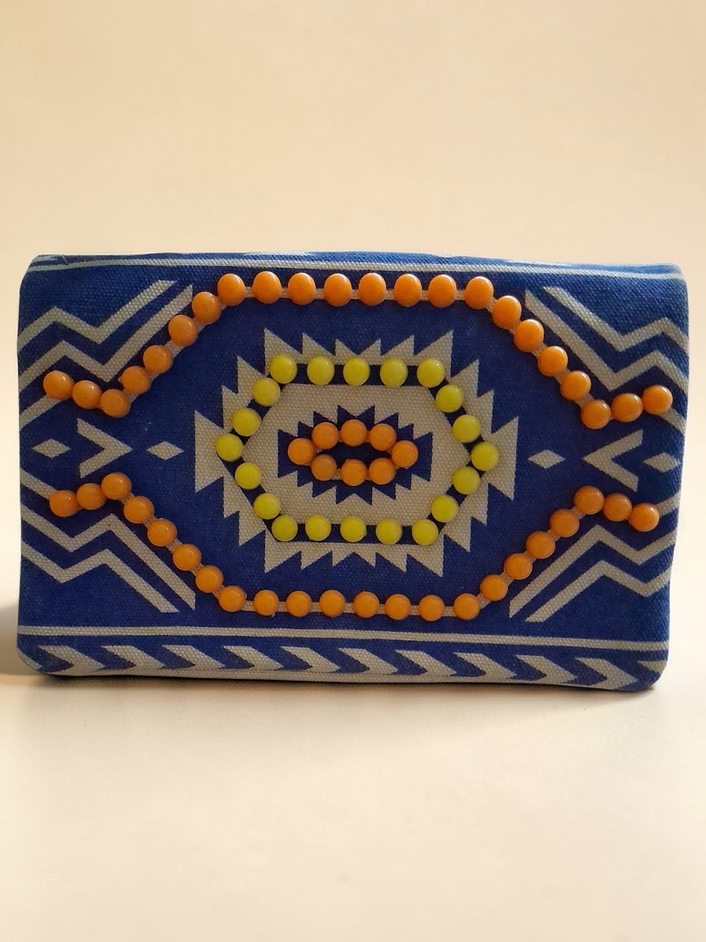 Street Level Blue Aztec Beaded Women’s Clutch